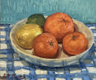 STILL LIFE OF ORANGES, LEMON &amp; LIME IN A BOWL.