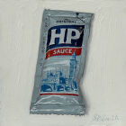 HP SAUCE SACHET (01 2022 Y307) <br /><br />(This painting was exhibited and sold at the 10+1 Exhibition at Contemporary 6 Gallery, Manchester, 4th December 2021)